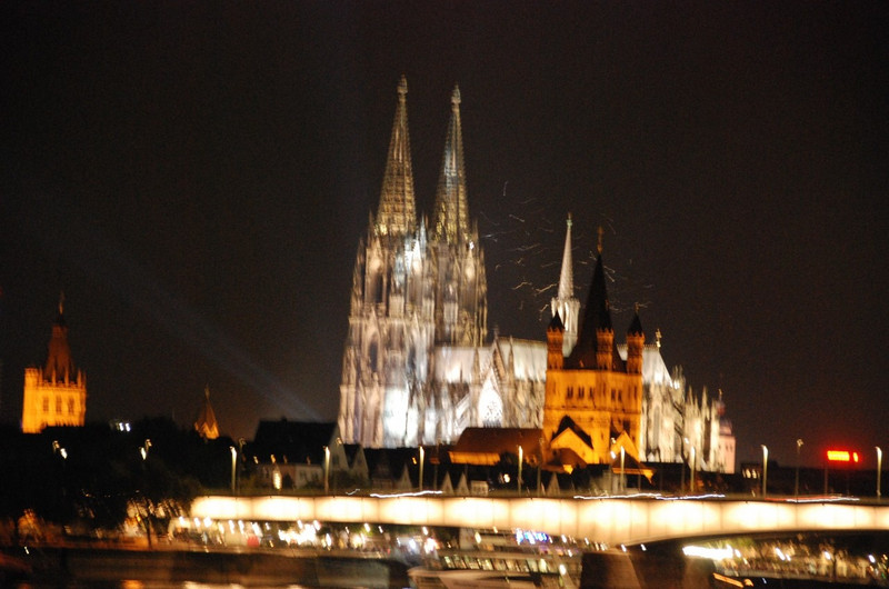 Cologne church at night.