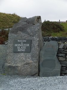 Sign at the mine, made of slate.
