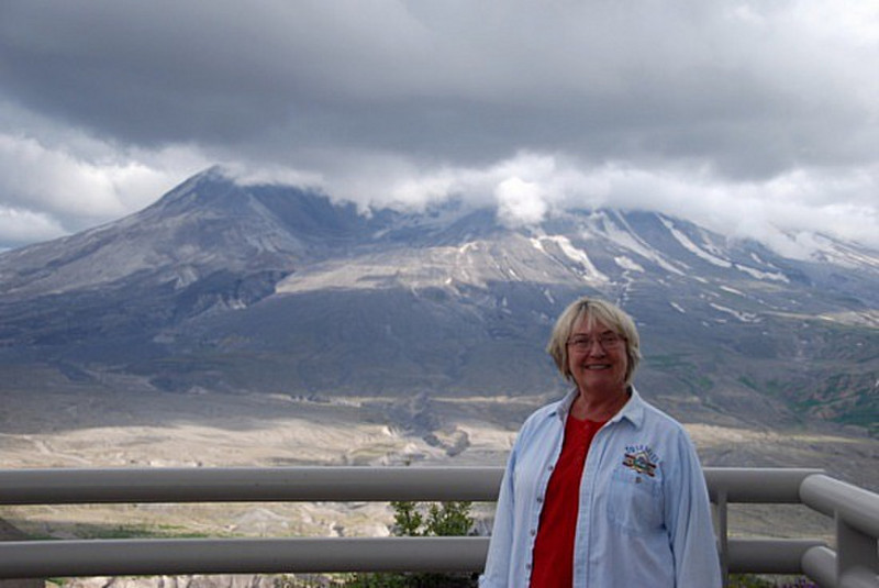 Stacy in front of Mt. St. Helens