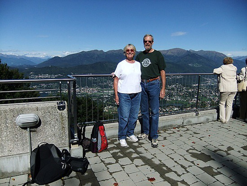 Us at the top of the mountain, Lugano in backgroun