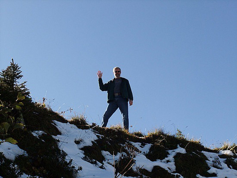 me on a ridge, 2 feet wide, 2500 foot drop behind 