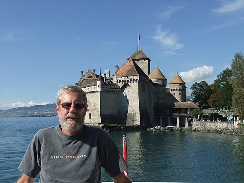 me on the boat with Chillon castle