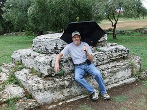 Me resting on a pillar base from 500BC.