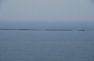 The breakwater created for the allies