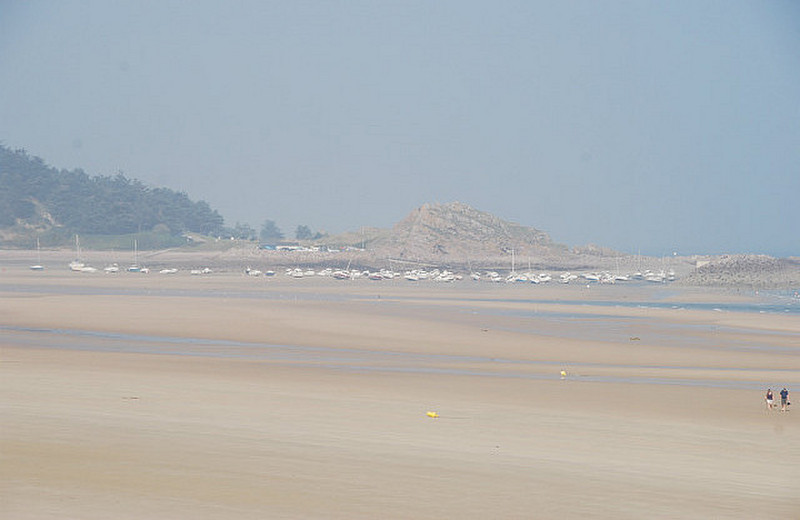 The beach at low tide.