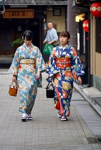 Girls in traditional dress, Kyoto