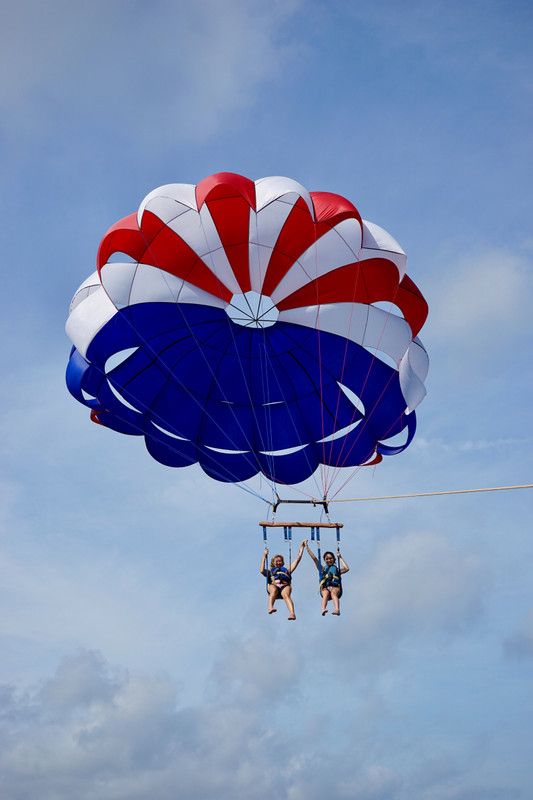 Issy and Brigitte  parasailing