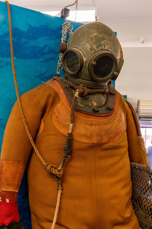 Early pearl diving suit, Broome Museum