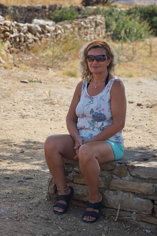 Looking very relaxed at the Temple of Demeter