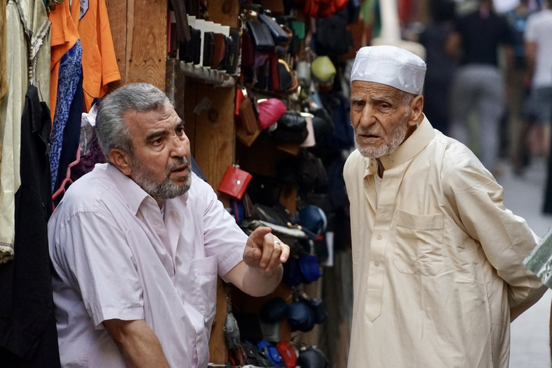 Intense discussion in the Medina