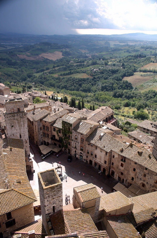 Main square of San Gimignano from Great Tower
