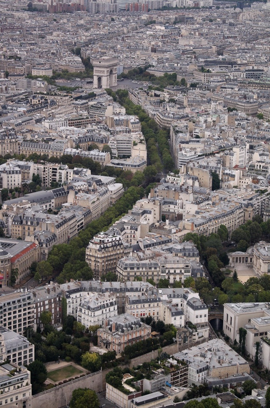 View from Eiffel Tower towards Arc de Triomphe