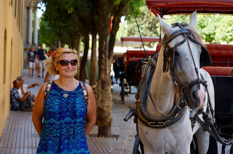 Issy with a scary horse, Cordoba