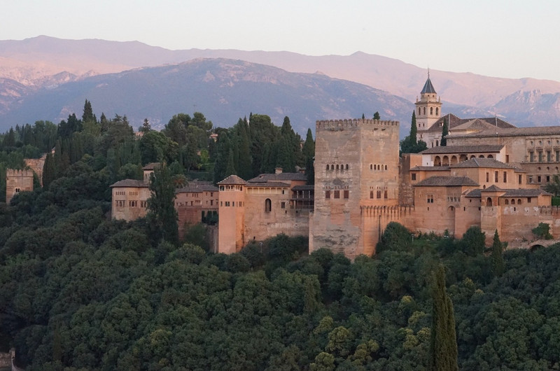 Alhambra from Mirador of San Nicolas at sunset