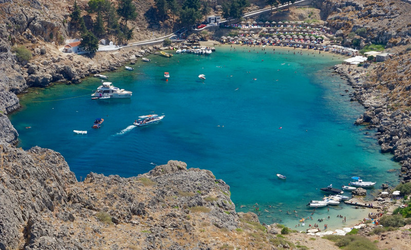 St Pauls Bay from Lindos Acropolis, Rhodes