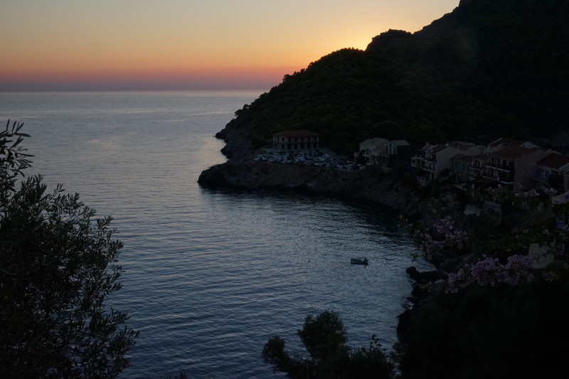 View from our apartment at sunset, Assos