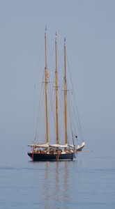 Yacht moored off Myrtos Beach