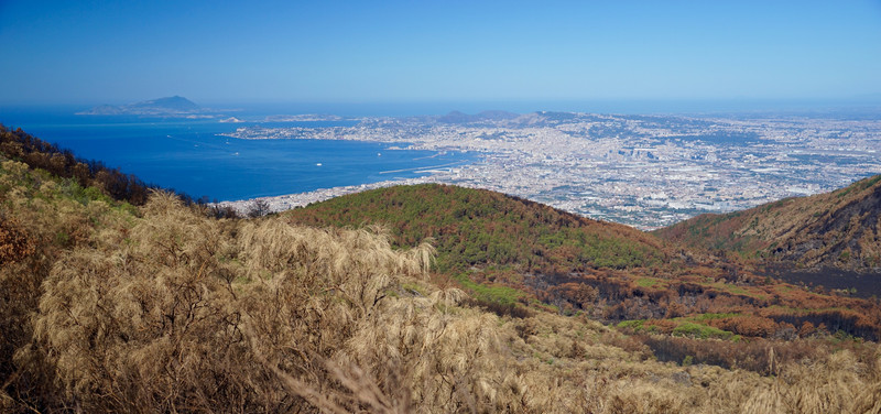 Naples from the path up to the top of Mount Vesuvius