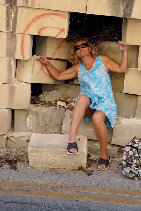 Issy breaking down a wall in Sliema