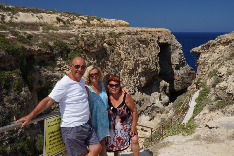 Louis, Issy and Lily at rock arch near Gharb