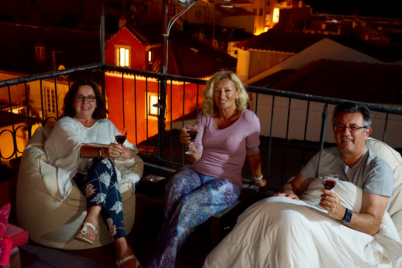 Relaxing on our terrace with Mark and Mandy