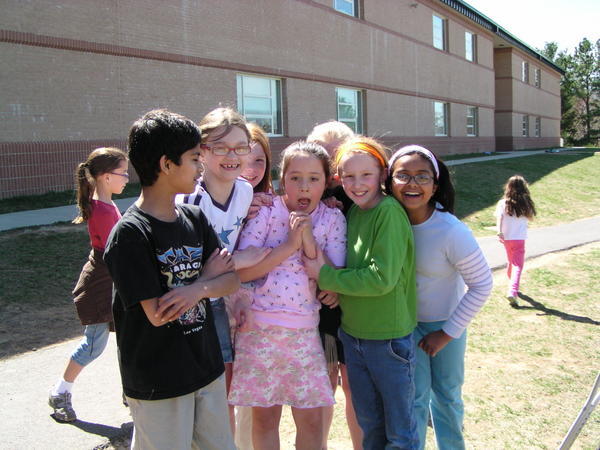 Emily with friends and classmates