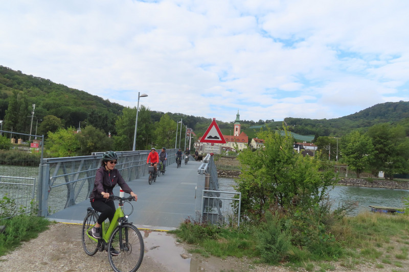 Crossing the Little Danube Pedestrian Bridge