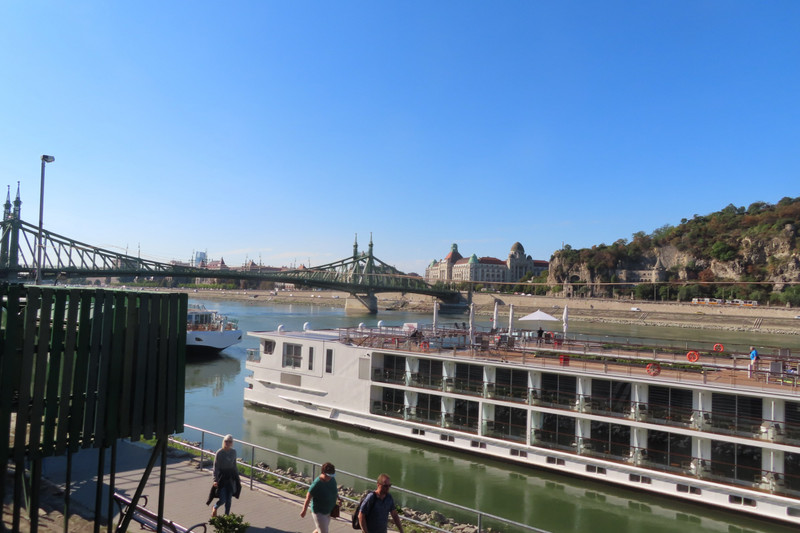 Budapest - Ship Docked Near Green Bridge