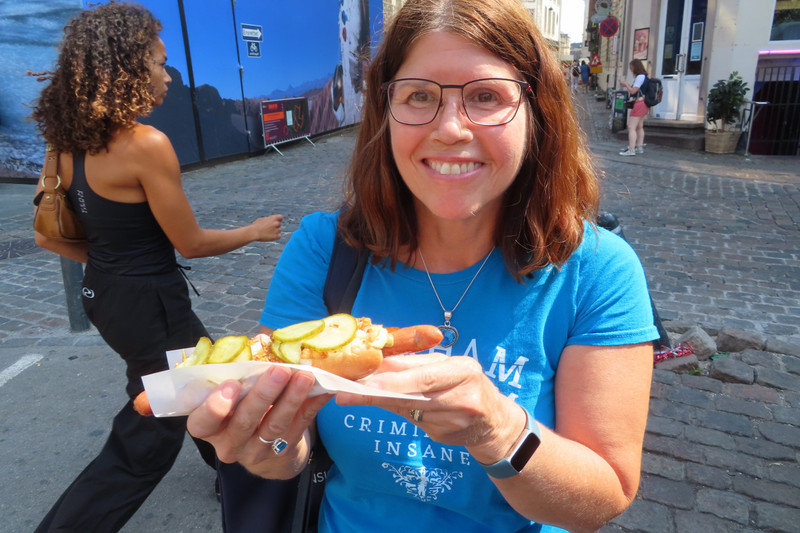 Jody Eating a Danish Hotdog