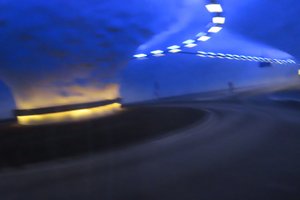 On the Road to Hardanger Plateau - Roundabout in Tunnel
