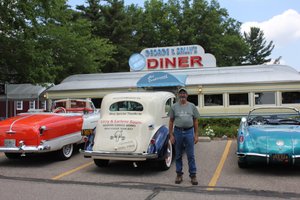 Gilmore Car Museum - Rick Outside 1940's Diner
