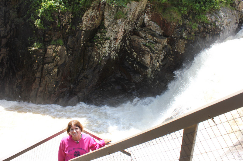 High Falls Gorge - Jody At The Waterfall
