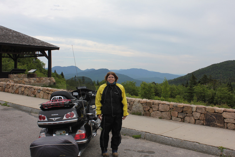 Kancamagus - Jody & Bike at the Scenic View
