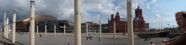 Panorama of Cardiff Square.