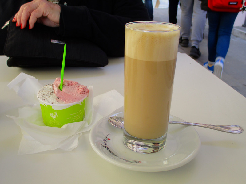 Gelato and cafe latte