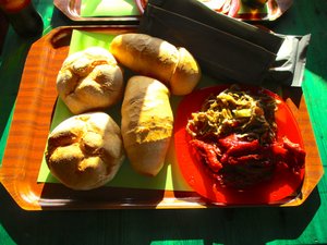 Bread, rolls, dried tomatoes