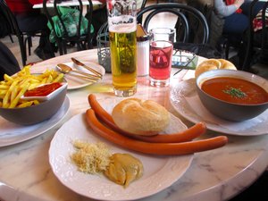 Sausages and goulash soup