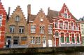 Step-gabled homes along a canal
