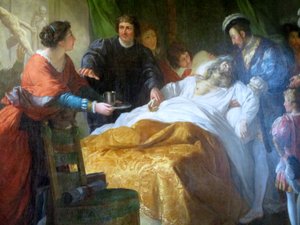 Portrait of da Vinci on his deathbed