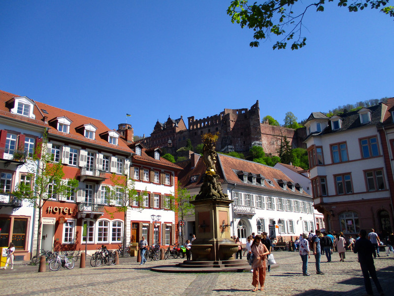 View of Heidelberg castle from Kornmarkt