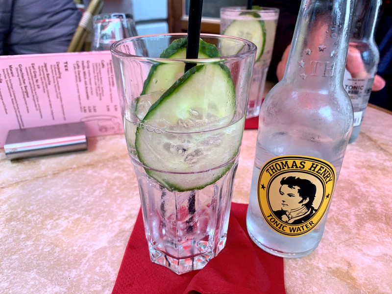 Gin & tonic with cucumber slices?