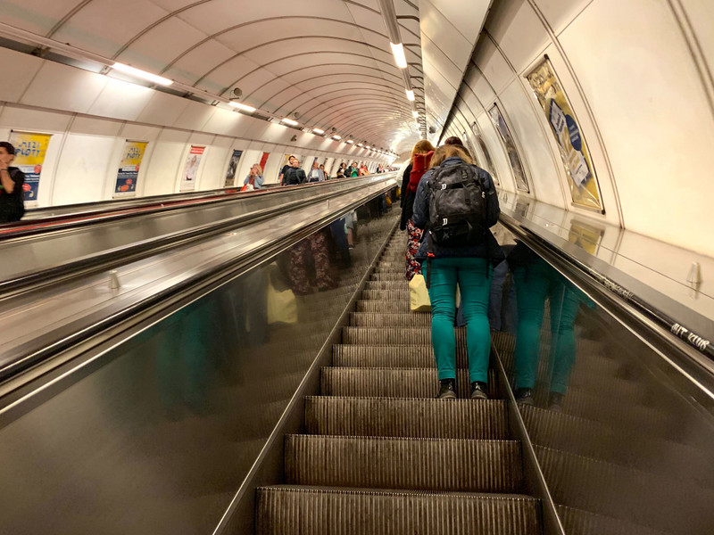Escalator in bowels of metro station
