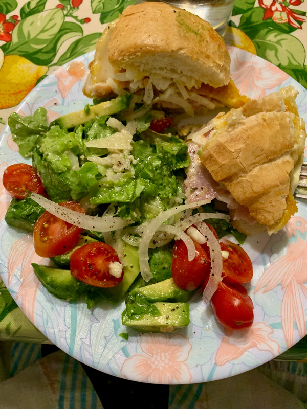 Chef Dee's chicken cordon bleu sandwich, with lettuce, tomato and avocado