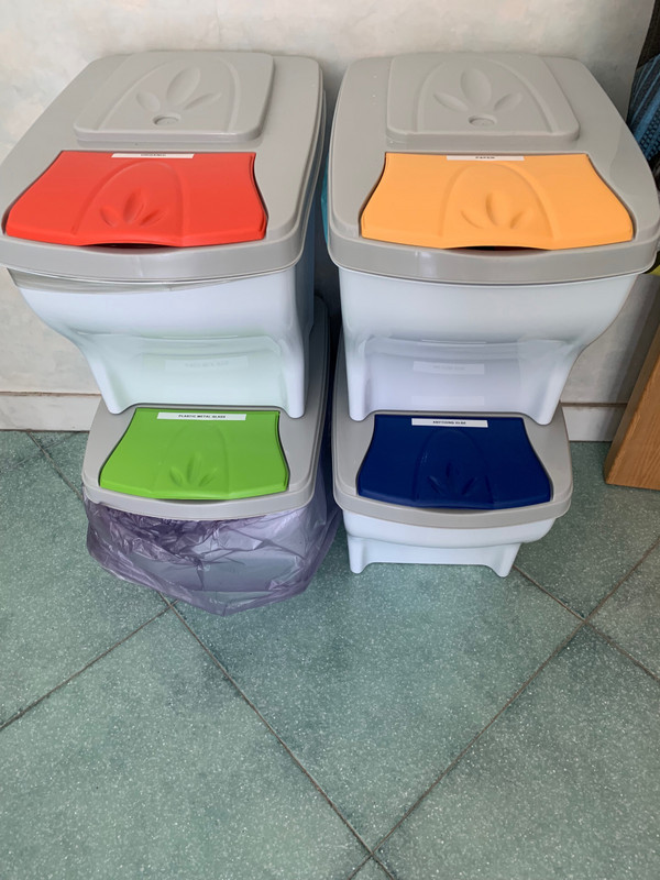 Trash bins in our kitchen