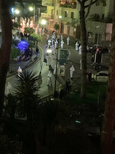 Religious procession on the street beneath our apartment