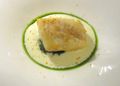 Codfish filet with white sauce and spinach
