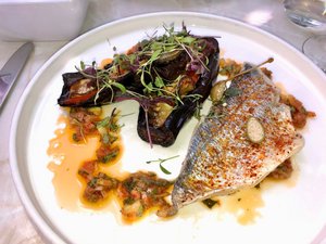 Sea bream with eggplant