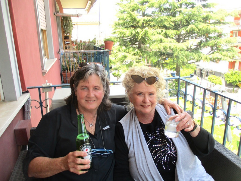 Cindy and Dee on our balcony