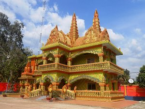 Colorful temple near Kampot
