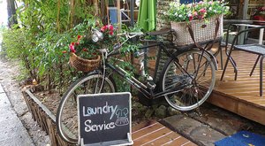 Laundry bike in village